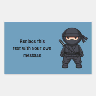 Sticker Rectangulaire Petit Ninja Warrior sur Bleu