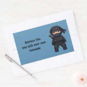 Sticker Rectangulaire Petit Ninja Warrior sur Bleu (Enveloppe)