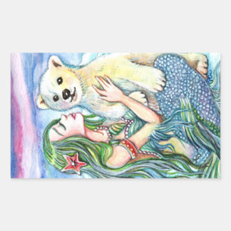 Sticker Rectangulaire Petit Ours Polaire Bébé - Mermaid Art