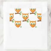 Sticker Rectangulaire Petite Chouette en dessin sur Motif de branche (Sac)