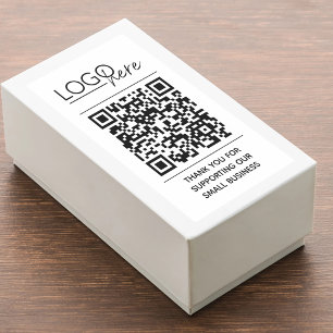 Sticker Rectangulaire Petite entreprise Votre logo QR Code Merci