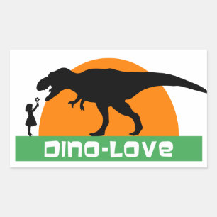 Sticker Rectangulaire Petite fille et dinosaure