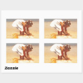 Sticker Rectangulaire Petite fille mignonne jouant dans le sable (Feuille)