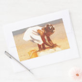 Sticker Rectangulaire Petite fille mignonne jouant dans le sable (Enveloppe)