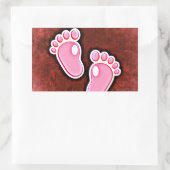 Sticker Rectangulaire petite fille pas pieds mignon s'attendant nouveau- (Sac)