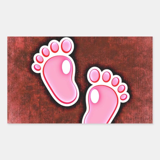 Sticker Rectangulaire petite fille pas pieds mignon s'attendant nouveau- (Devant)