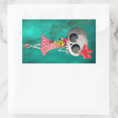 Sticker Rectangulaire Petite Miss Mort avec crème glacée Halloween (Sac)