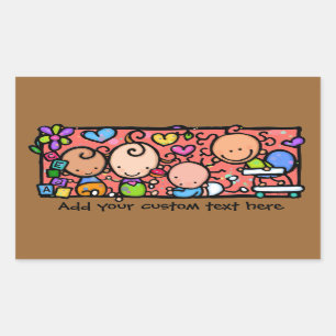 Sticker Rectangulaire Petits bébés à l'autocollant fait sur commande 