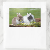 Sticker Rectangulaire Petits Bunnies Avec Marguerites (Sac)