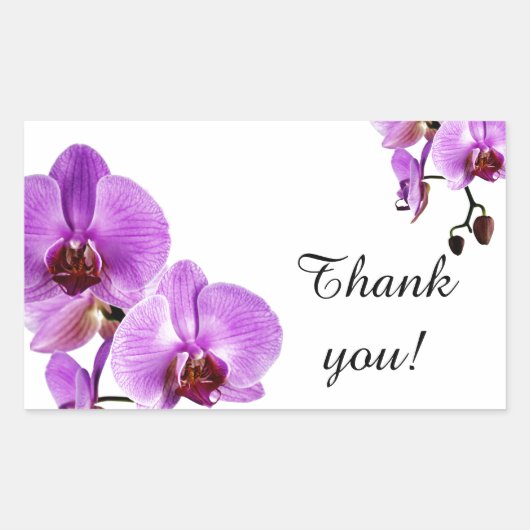 Sticker Rectangulaire phalaenopsis d'orchidées violettes merci (Devant)