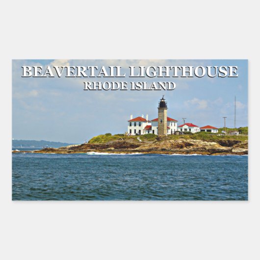 Sticker Rectangulaire Phare de Beavertail, Rhode Island (Devant)