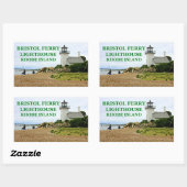Sticker Rectangulaire Phare de Bristol Ferry, Rhode Island (Feuille)