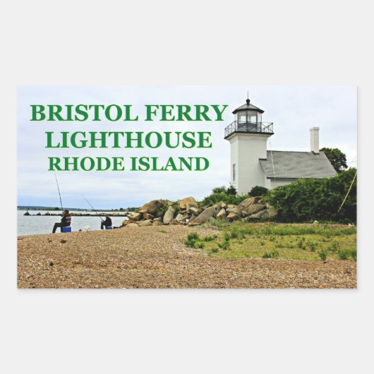 Sticker Rectangulaire Phare de Bristol Ferry, Rhode Island (Devant)