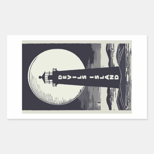 Sticker Rectangulaire Phare de Devils Island Wisconsin Moon (Devant)