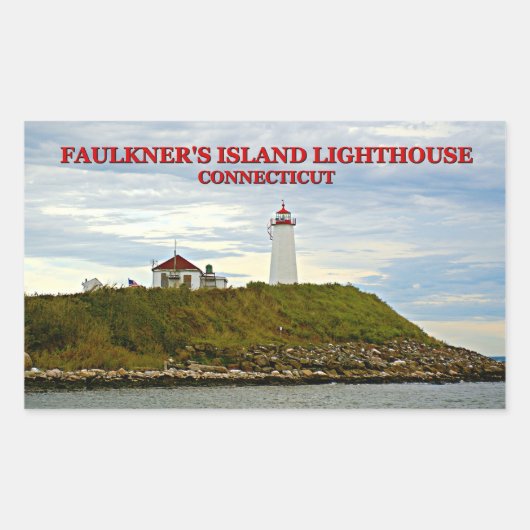 Sticker Rectangulaire Phare de Faulkners Island, Connecticut (Devant)