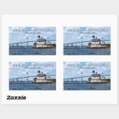 Sticker Rectangulaire Phare de l'île rose, Rhode Island (Feuille)