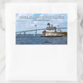Sticker Rectangulaire Phare de l'île rose, Rhode Island (Sac)