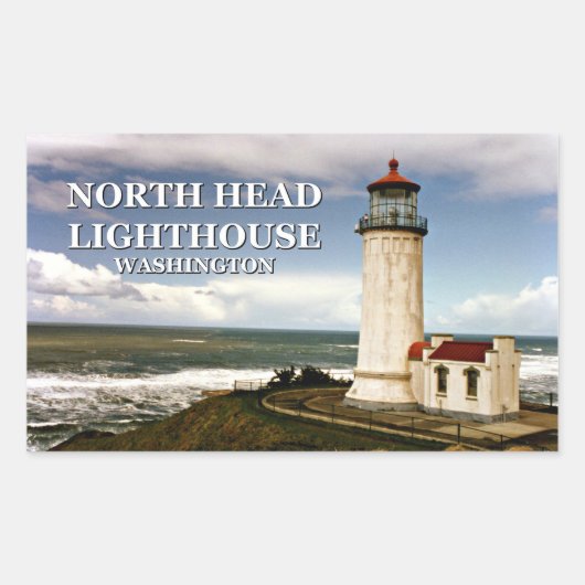 Sticker Rectangulaire Phare de North Head, Washington (Devant)
