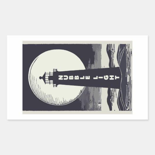 Sticker Rectangulaire Phare de Nubble Light Maine Lune (Devant)