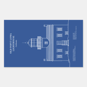 Sticker Rectangulaire Phare de Old Point Loma - Californie - AD