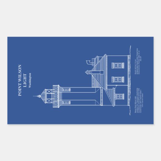 Sticker Rectangulaire Phare de Point Wilson - Washington - AD (Devant)