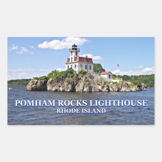 Sticker Rectangulaire Phare de Pomham Rocks, Rhode Island (Devant)