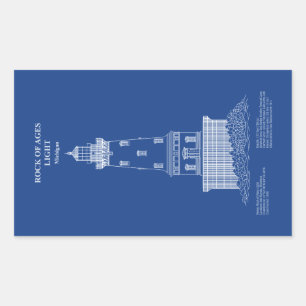 Sticker Rectangulaire Phare de Rock of Ages - Michigan - AD