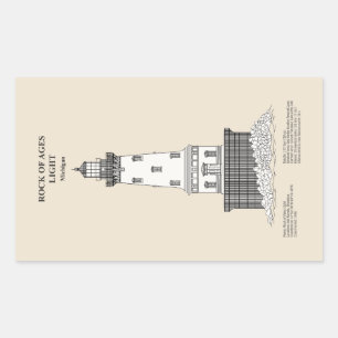 Sticker Rectangulaire Phare de Rock of Ages - Michigan - SBD