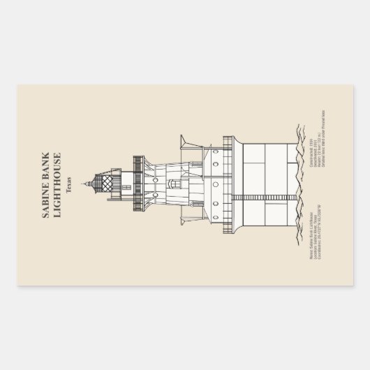 Sticker Rectangulaire Phare de Sabine Bank - Texas - SBD (Devant)