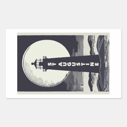 Sticker Rectangulaire Phare de St. Augustine Floride Lune (Devant)