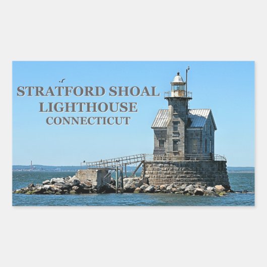 Sticker Rectangulaire Phare de Stratford Shoal, Connecticut (Devant)