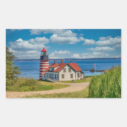 Sticker Rectangulaire Phare de West Quoddy Head, Lubec, Maine (Devant)