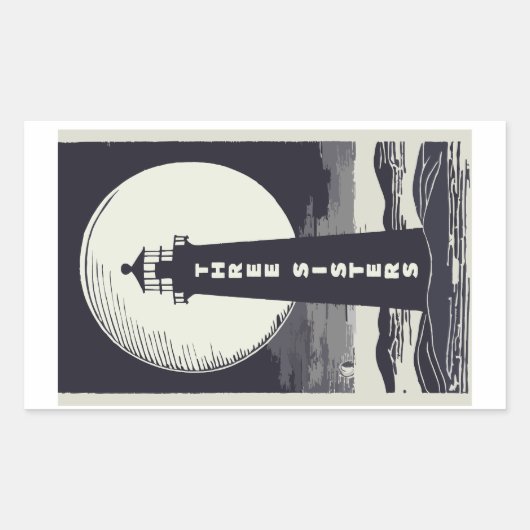 Sticker Rectangulaire Phare Trois Soeurs Massachusetts Lune (Devant)