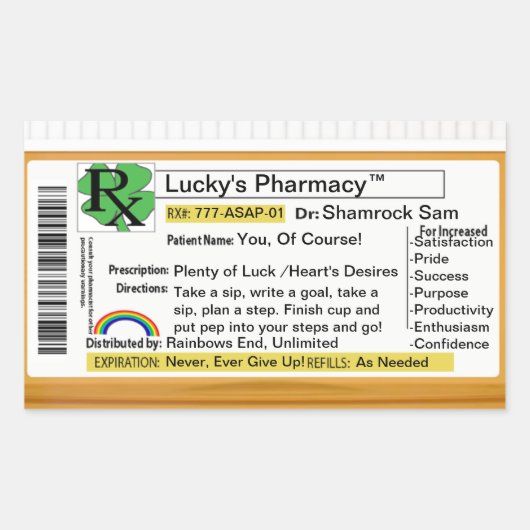 Sticker Rectangulaire Pharmacie chanceuse drôle de RX (Devant)
