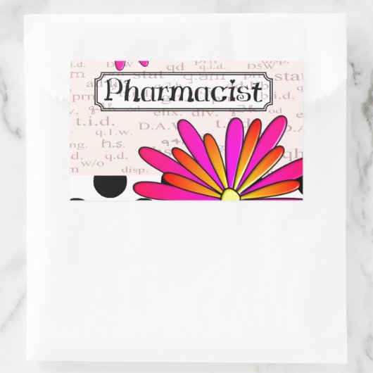 Sticker Rectangulaire Pharmaciens Fleurs Whimsical (Sac)