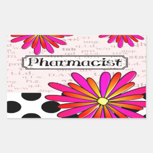 Sticker Rectangulaire Pharmaciens Fleurs Whimsical