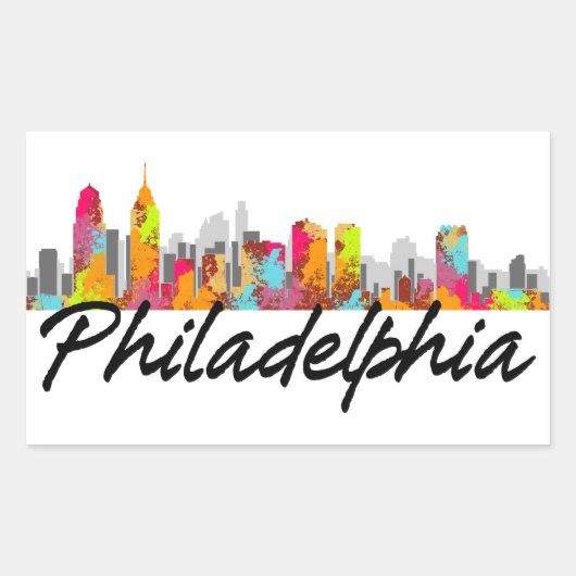 Sticker Rectangulaire Philadelphie Pennsylvanie Skyline (Devant)