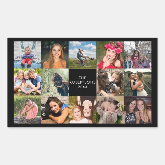 Sticker Rectangulaire Photo Collage noir personnalisé (Devant)