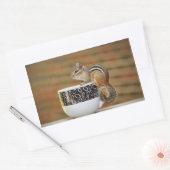 Sticker Rectangulaire Photo de Chipmunk avec Latte Coffee Cup (Enveloppe)