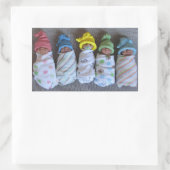 Sticker Rectangulaire Photo de Five Clay Babies : Polymer Clay, Swaddled (Sac)