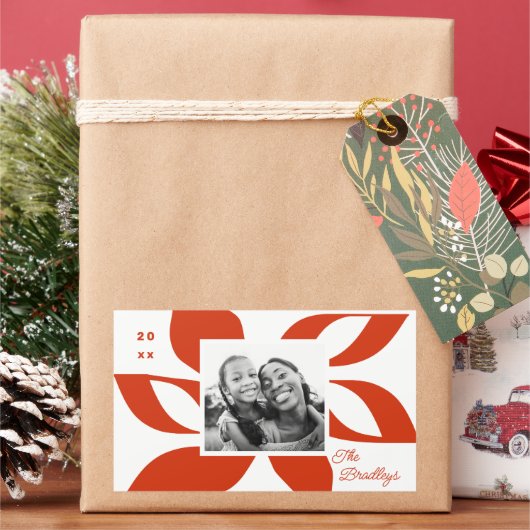 Sticker Rectangulaire Photo de vacances de Poinsettia Graphic (vacances)