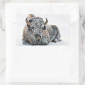 Sticker Rectangulaire Photo de Wildlife Buffalo Snow (Sac)