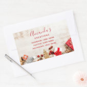 Sticker Rectangulaire Photo en bois rustique avec articles de Noël Affai (Enveloppe)