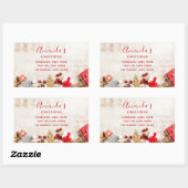 Sticker Rectangulaire Photo en bois rustique avec articles de Noël Affai (Feuille)