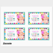 Sticker Rectangulaire Photo Girl Anniversaire Merci (Feuille)