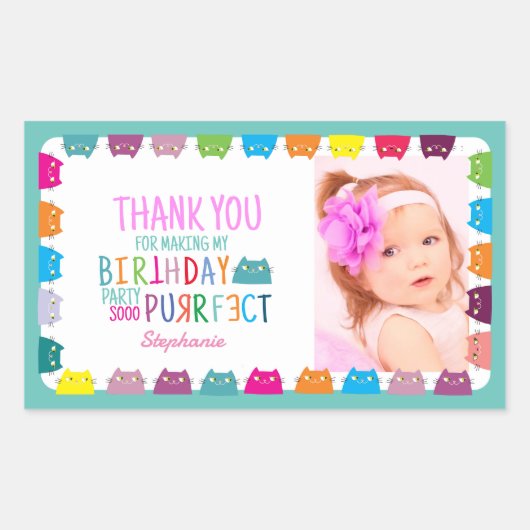 Sticker Rectangulaire Photo Girl Anniversaire Merci (Devant)