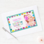 Sticker Rectangulaire Photo Girl Anniversaire Merci (Enveloppe)