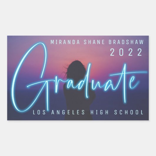 Sticker Rectangulaire Photo Neon Blue Graduate (Devant)