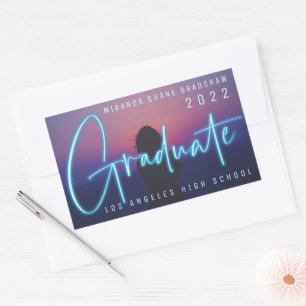 Sticker Rectangulaire Photo Neon Blue Graduate