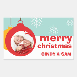 Sticker Rectangulaire Photo ornement amusant Joyeux Noël grande marque d